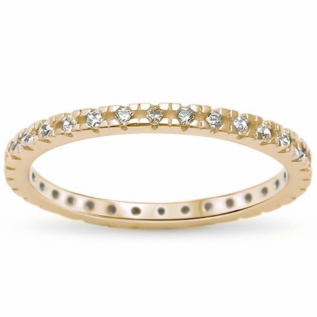 2mm Stackable Full Eternity Band Ring - Round 925 Sterling Silver Wedding Ring for Women - Choose Your Color (White/Yellow/Rose Gold) - Perfect for Anniversary Gifts, Bridal Jewelry & Everyday Wear