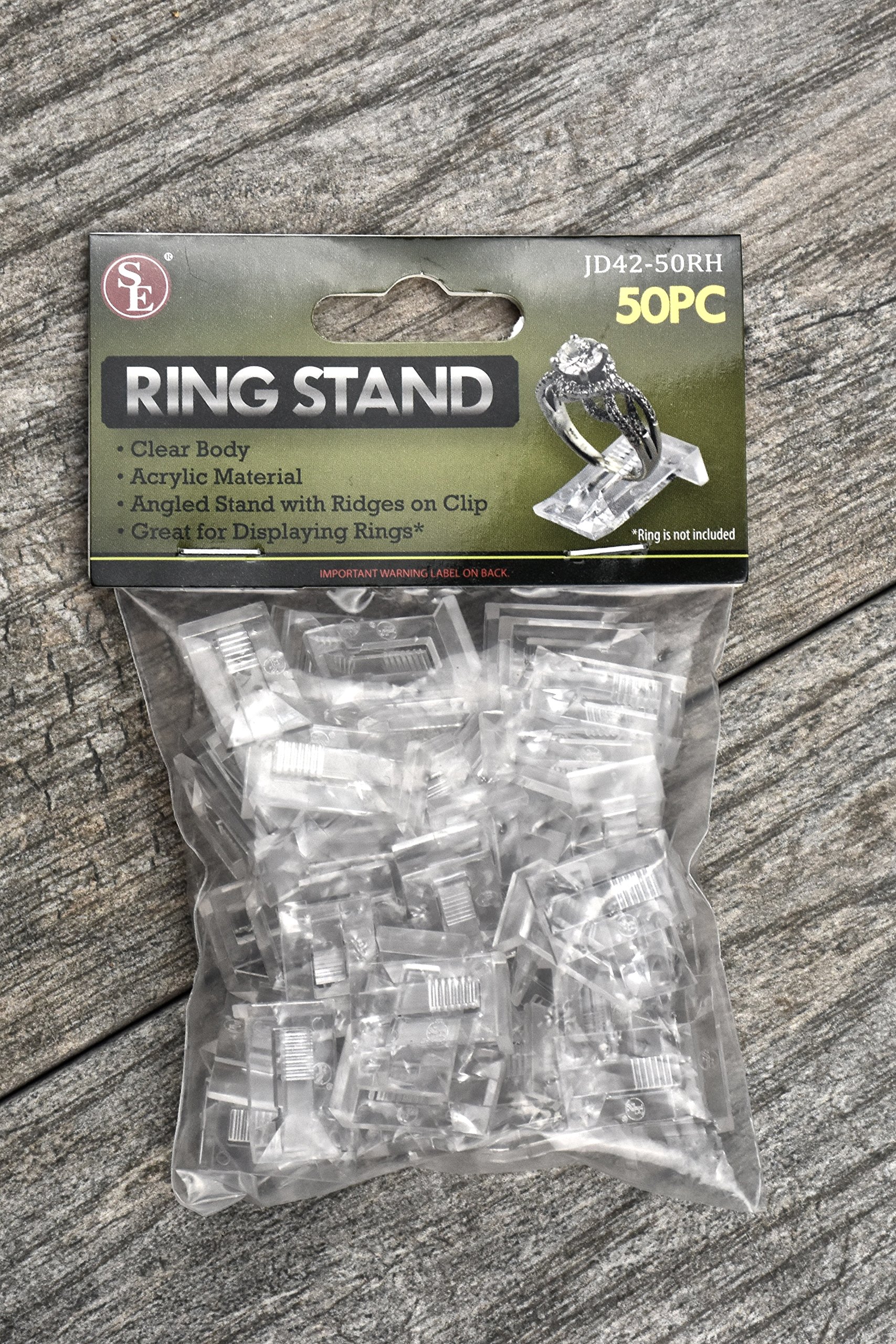 SE Clear Acrylic Ring Stands (50-Pack) - Transparent Jewelry Display Stands for Earrings, Necklaces & Rings - Perfect for Retail Stores, Craft Shows & Home Organization