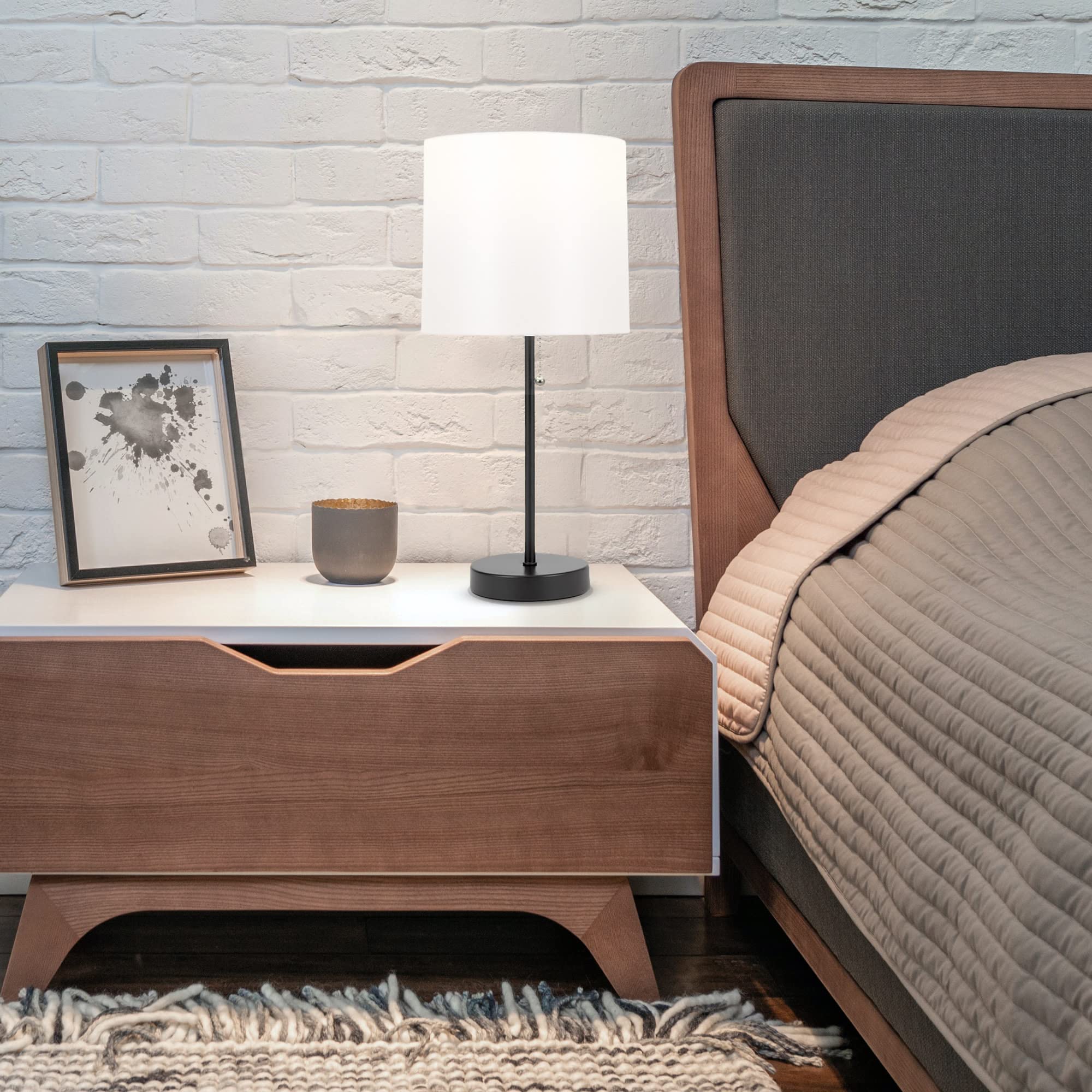 Catalina Lighting 21453-001 Modern Black Accent Table Lamp - 19 Inch LED Desk Lamp for Office, Dorm, Bedroom & Nightstand Reading Light (Bulb Not Included) - Perfect for Home Office, Study Room & Bedside Lighting