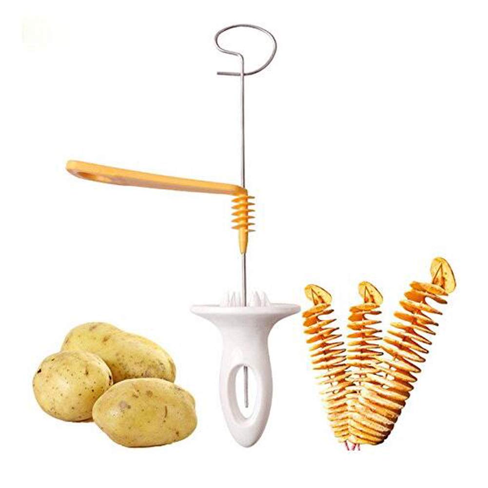 Stainless Steel Manual Spiral Potato Slicer - Tornado Twisted Potato Cutter for Chips & Vegetables | Perfect for Home Cooking, Party Snacks & Restaurant Food Prep