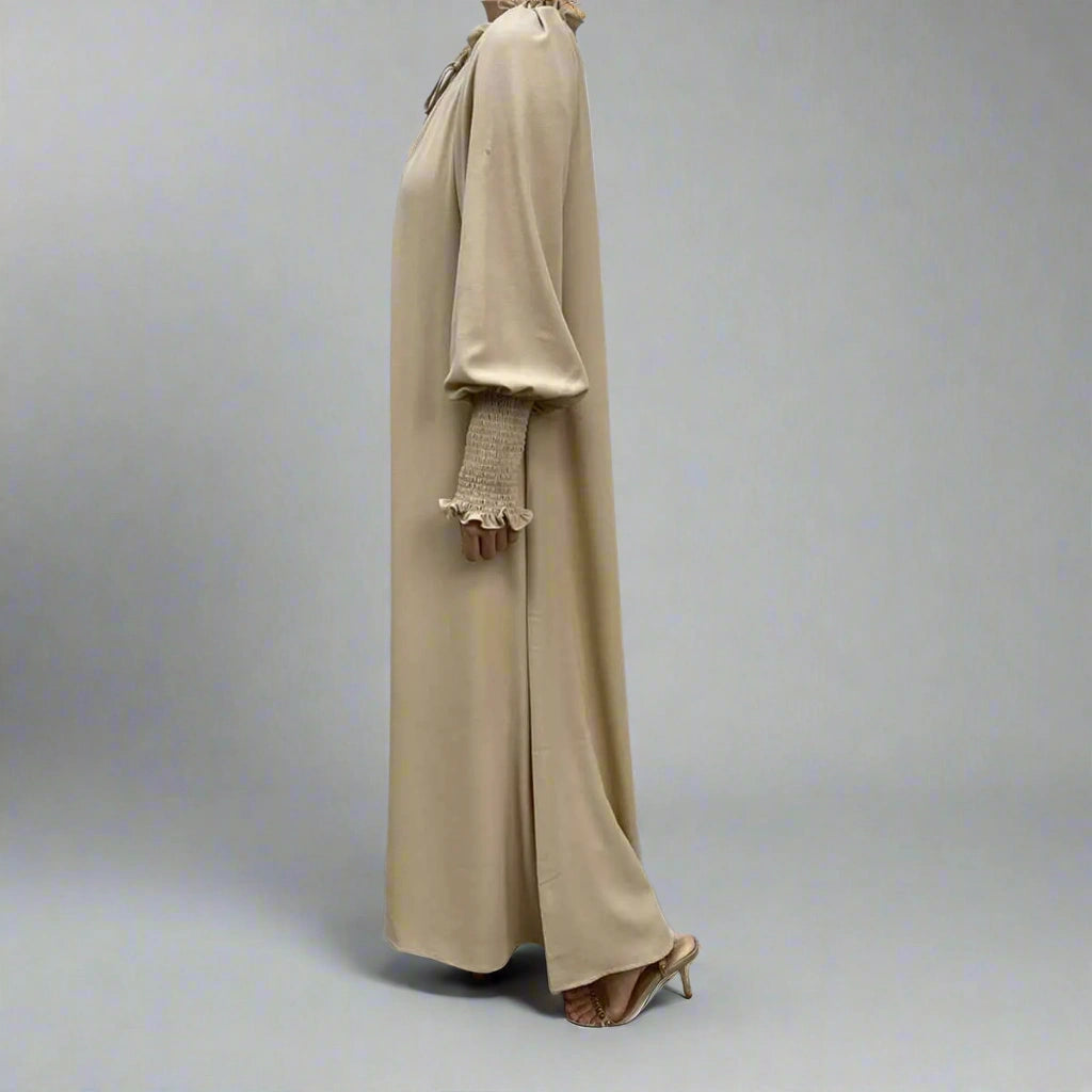 Elegant Solid Color Abaya Dress for Women - Modest Islamic Clothing - Perfect for Prayer, Mosque, and Special Occasions