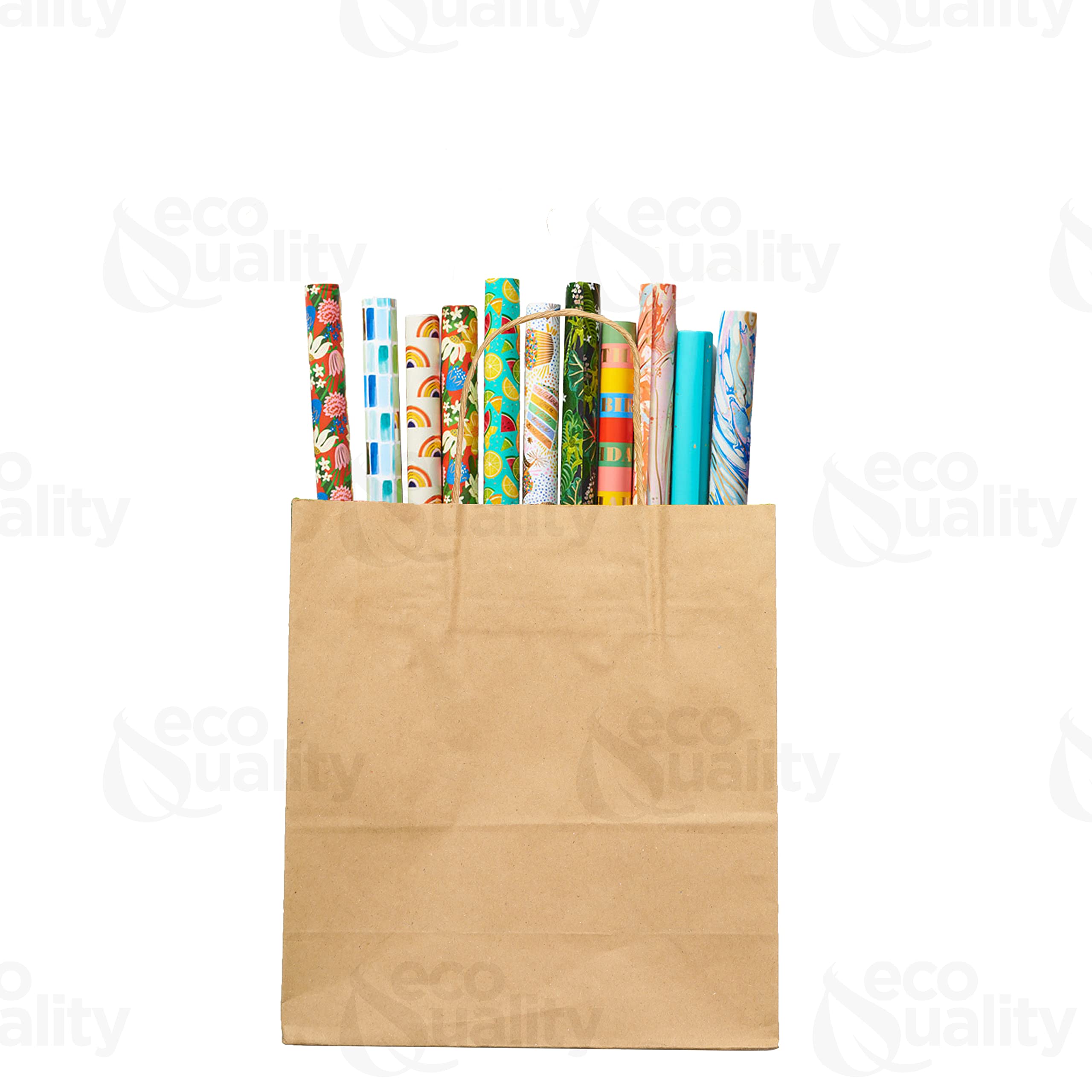 EcoQuality 13x7x17 Inches 500pcs Large Brown Kraft Paper Bags with Handles - Shopping Bags, Gift Bags, Party Favors, Merchandise Packaging, Lunch Bags, Grocery Bags for Retail Stores, Events & Eco-Friendly Packaging