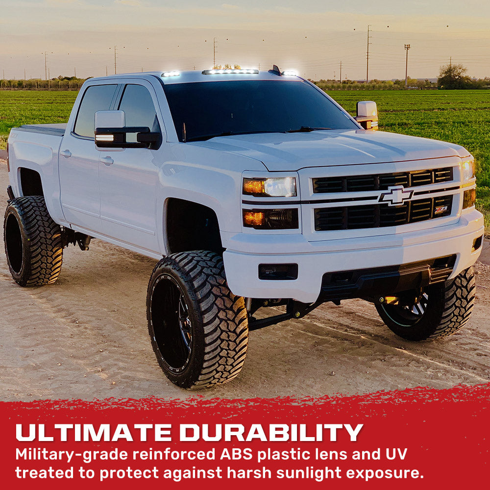 GMC & Chevy 2007-2014 (2nd Gen) Heavy Duty 3-Piece Ultra Bright RGB LED Cab Roof Lights with Bluetooth App Control - Multiple Lens Options for Off-Road, Truck Shows & Night Driving