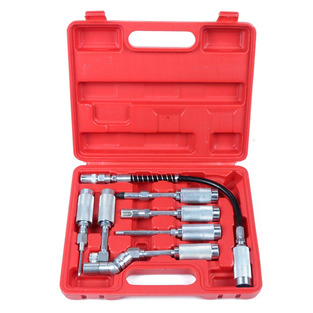 ECCPP 7PC Grease Gun Adapter Kit - Universal Grease Fitting Set for Most Cars & Trucks - Heavy Duty Grease Gun Accessories for Automotive, Farm & Industrial Equipment Maintenance