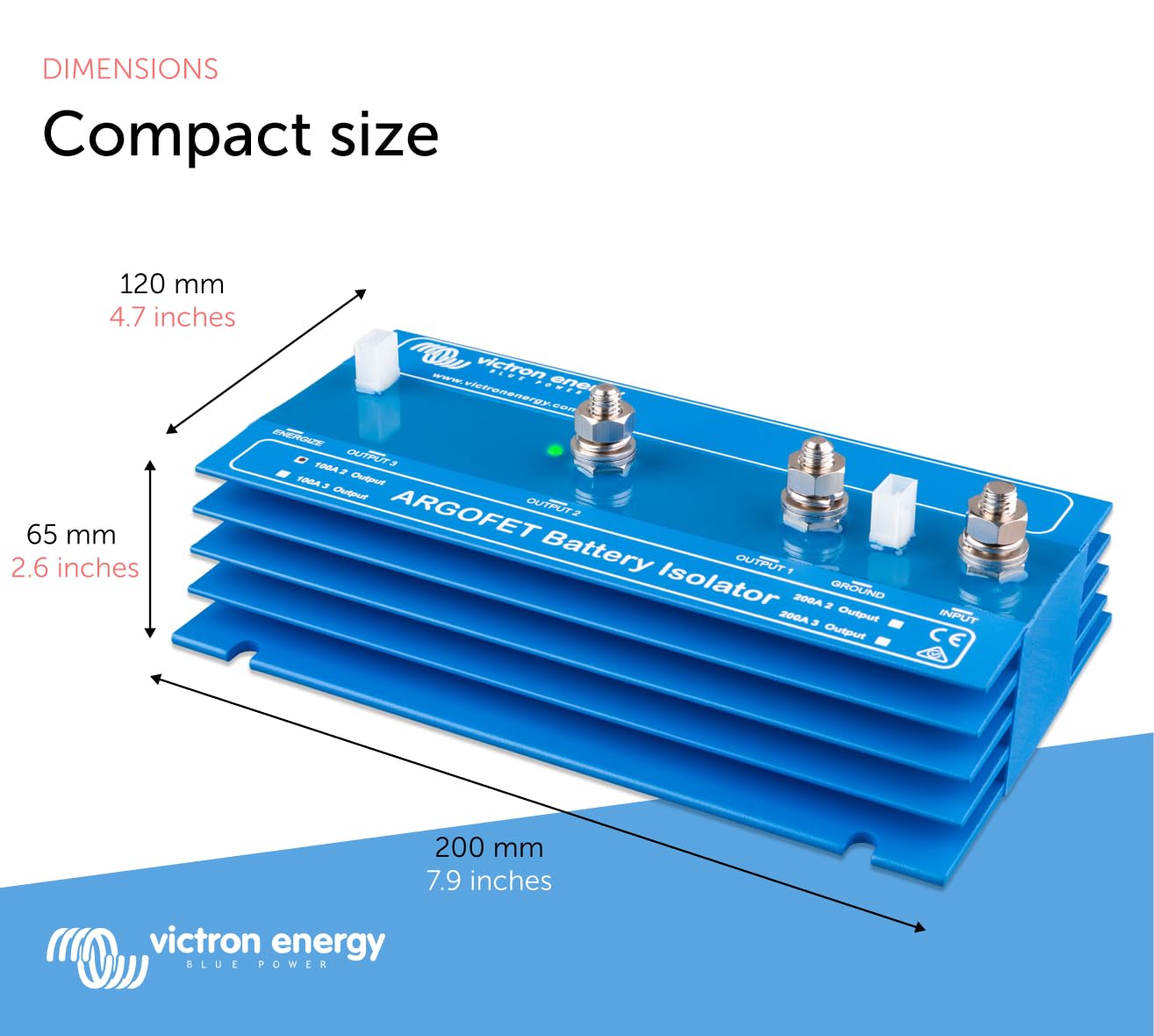 Victron Energy Argofet 100-2AC Battery Isolator - 100A Dual Battery Charging System for RVs, Boats & Marine Applications | 12V/24V DC Power Management Solution