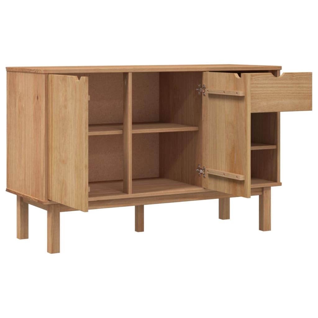 vidaXL OTTA Solid Pine Wood Sideboard - Scandinavian Style Storage Cabinet with Drawer & Shelves, 44.9
