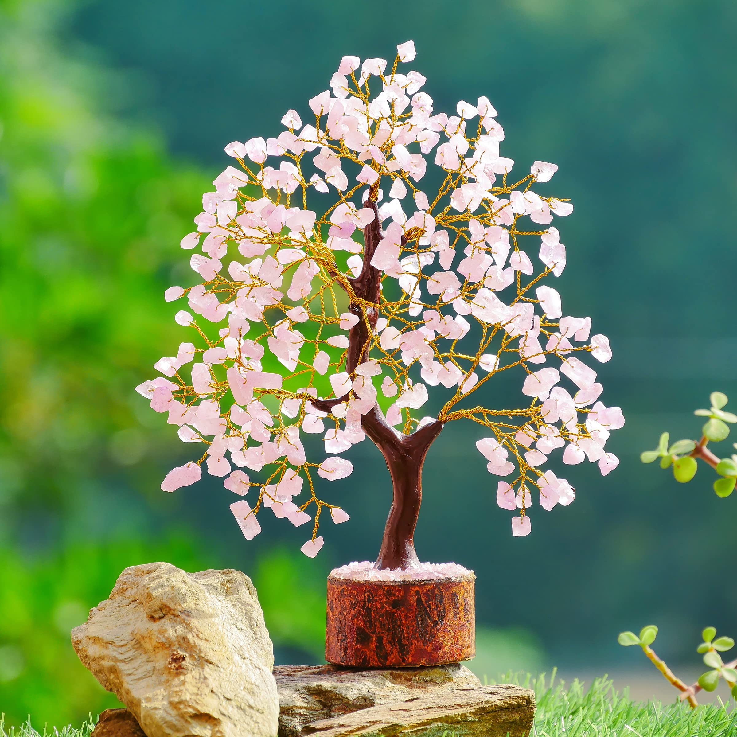 YATSKIA Rose Quartz Tree - Chakra Healing Crystal Tree of Life with Good Luck Stones, Positive Energy Home Decor Gift for Meditation, Feng Shui & Spiritual Healing (6 inch)