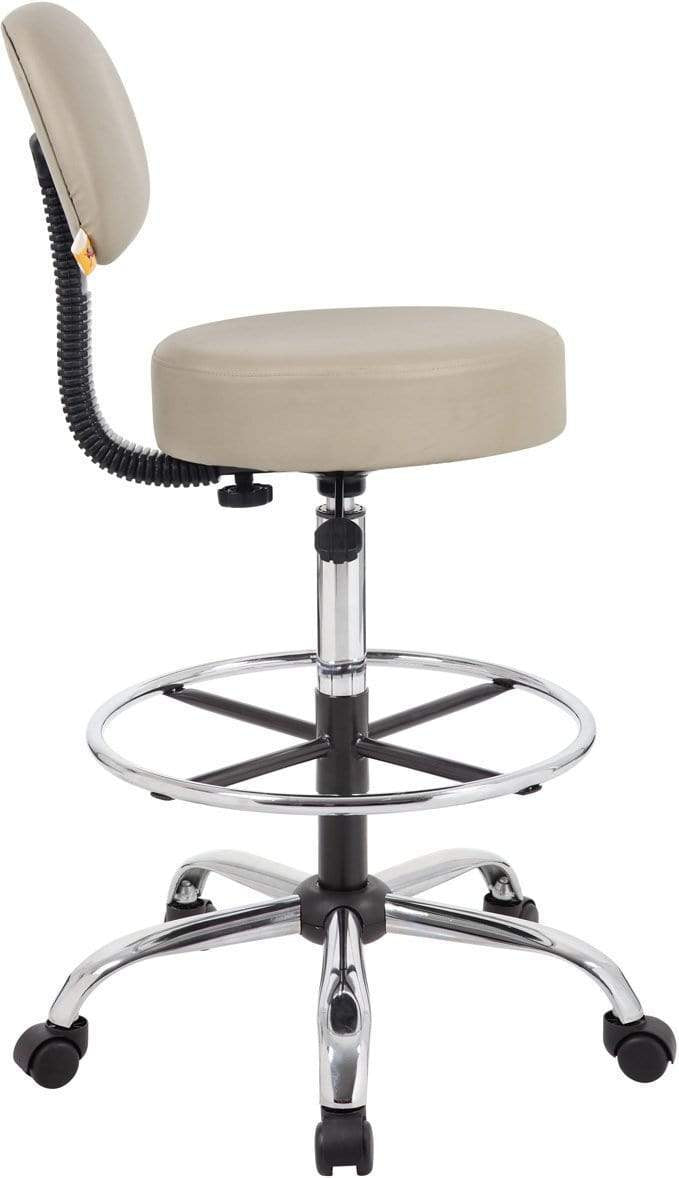 Ergonomic Boss Caressoft Medical Drafting Stool with Adjustable Height & Lumbar Support Back Cushion [B16245 BG] - Perfect for Doctors, Dentists, Tattoo Artists & Home Office Workspaces