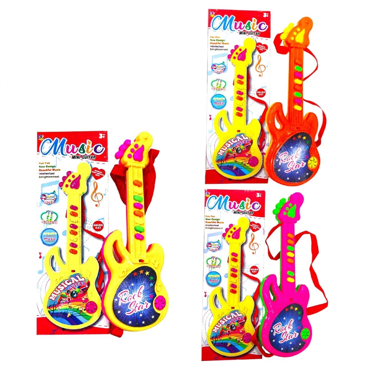 Battery Operated Mini Guitar for Kids - Colorful Musical Toy with Delightful Sounds & Light Effects | Perfect Birthday Gift, Early Learning Instrument, and Pretend Play for Toddlers