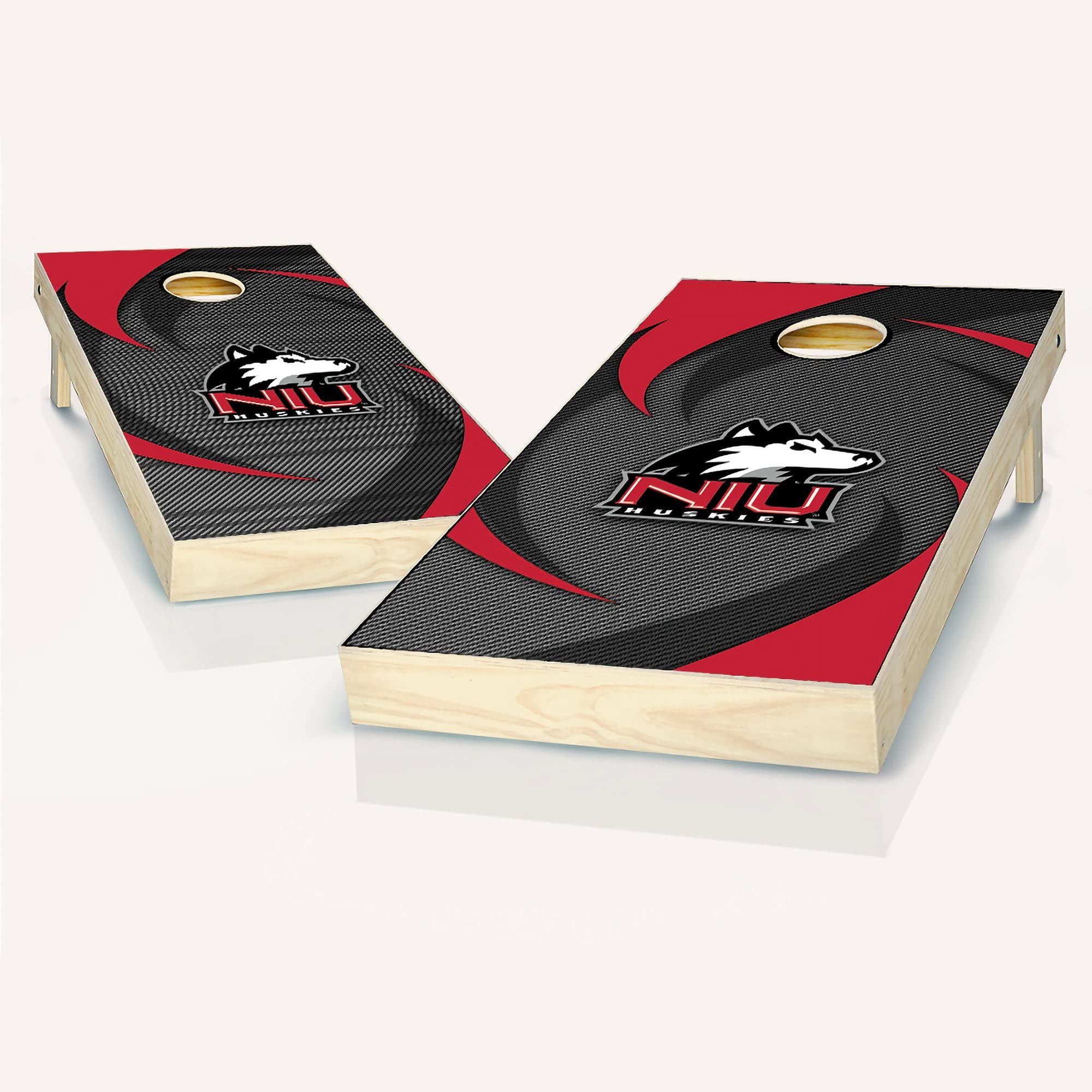 Premium Northern Illinois Swoosh Cornhole Boards Set - 2 Regulation-Sized Boards & 8 Custom Team Logo Bags - Perfect for Backyard Parties, Tailgating, and Outdoor Games (Choose Your Design Options)
