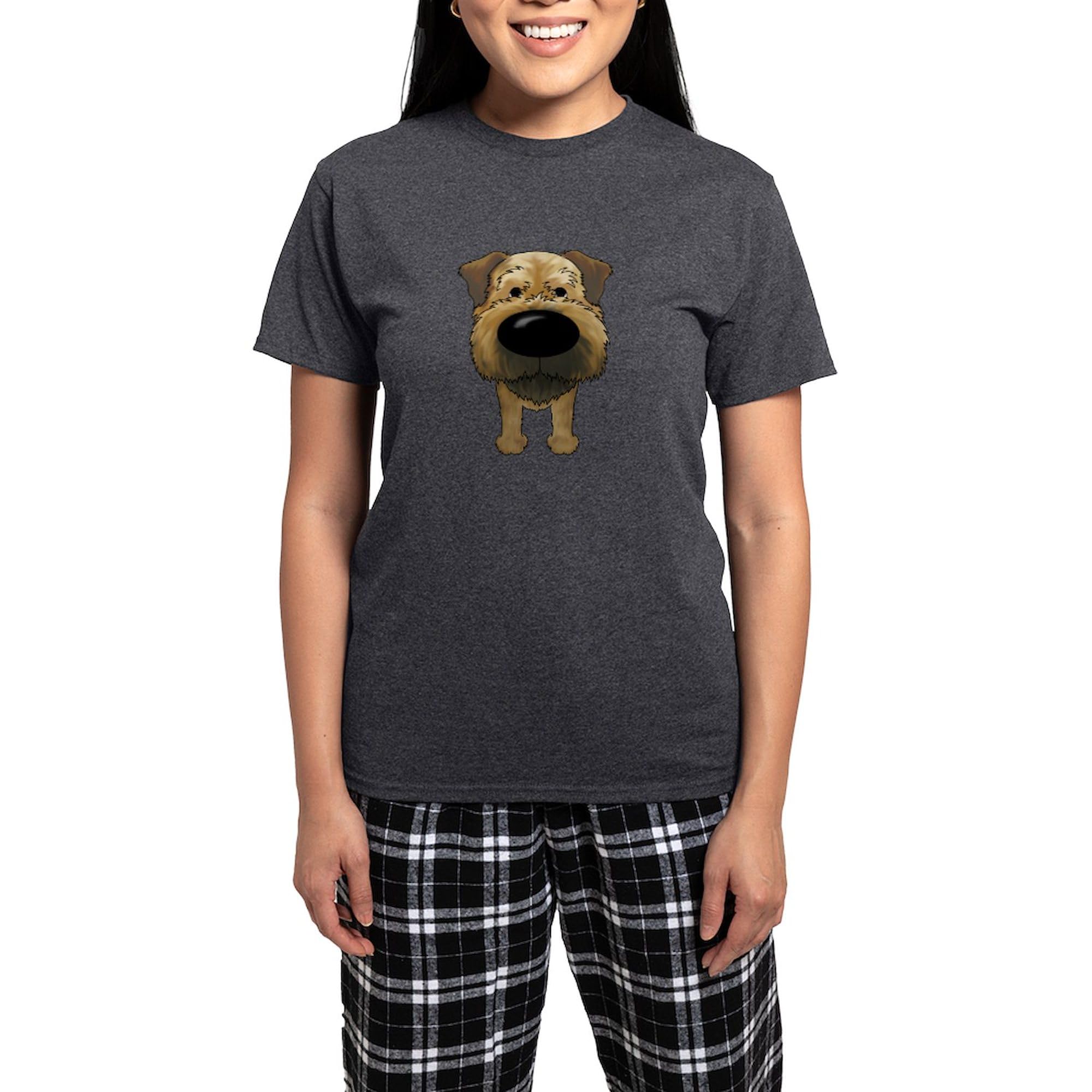 Big Nose Border Terrier Women's Charcoal Pajama Set - Cozy Novelty Sleepwear for Dog Lovers - Perfect for Relaxing at Home or Gift Giving