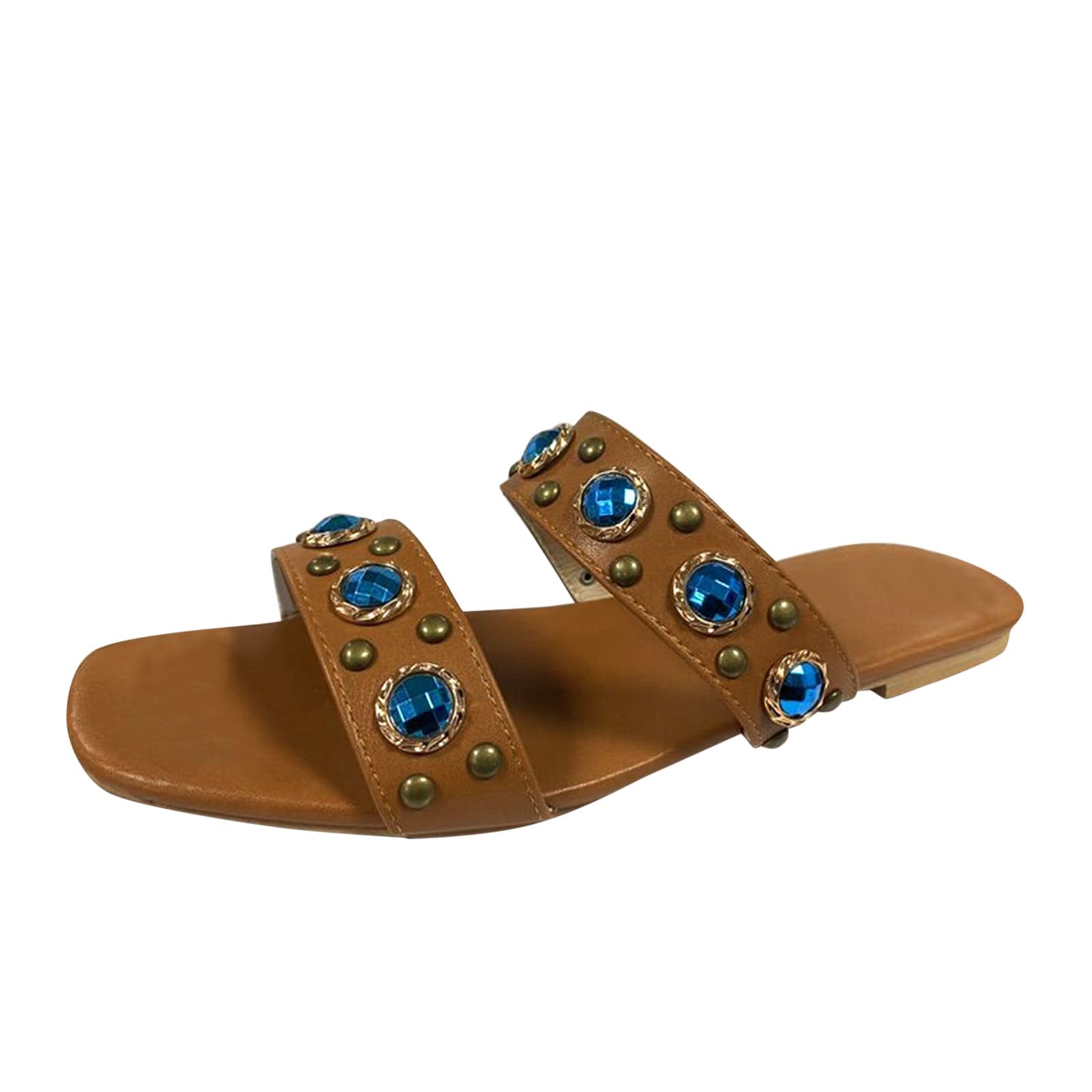 Women's Rhinestone Flat Sandals - Colorful Summer Beach Slippers with Bow Design for Casual Wear, Outdoor Walking & Vacation VR45W