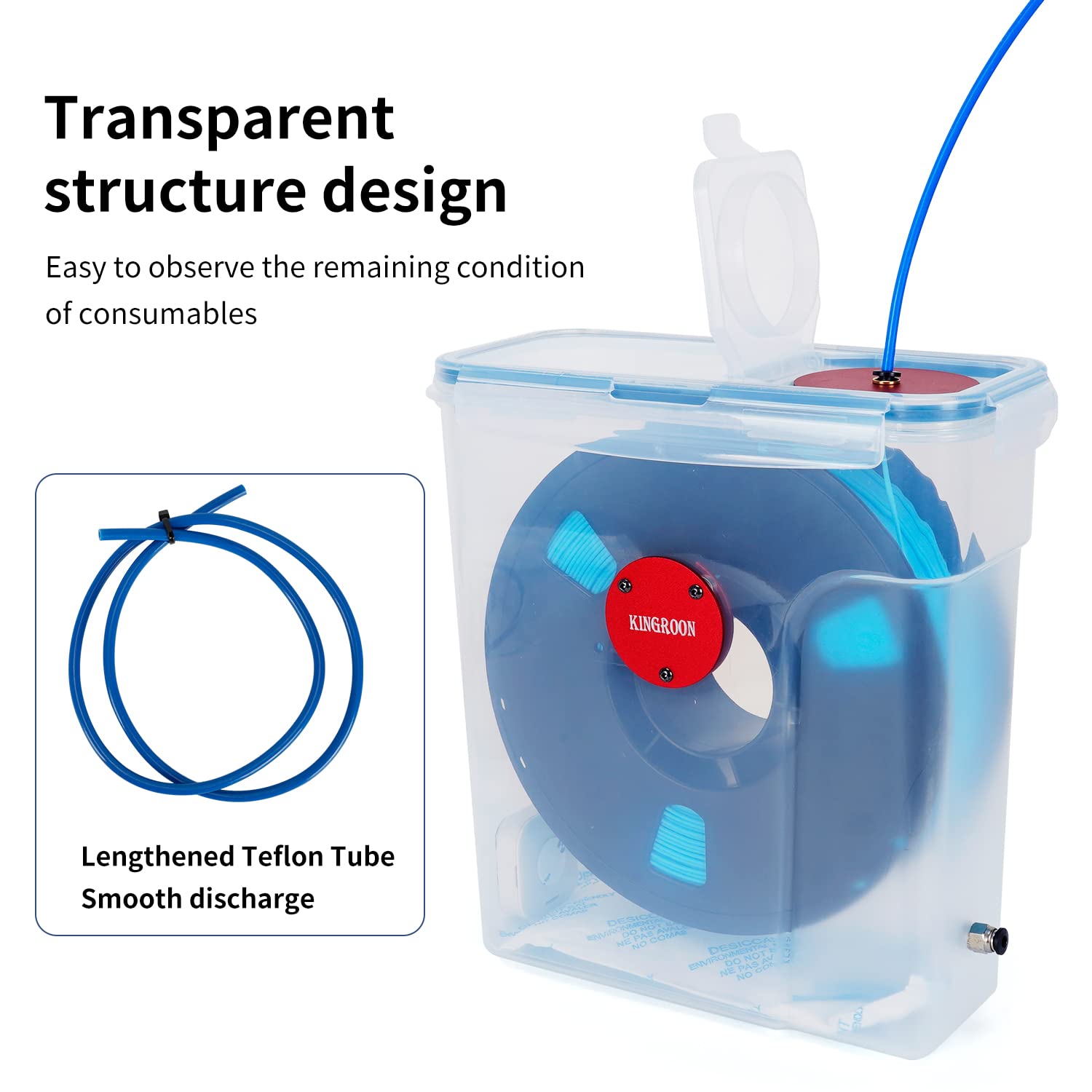 Kingroon 4L 3D Printer Filament Dryer Box - Moisture Proof Storage for PLA, PETG, TPU & ABS Filaments (0.5/1KG) | Keep Filaments Dry During 3D Printing | Ideal for Home Workshops & Professional 3D Printing Studios