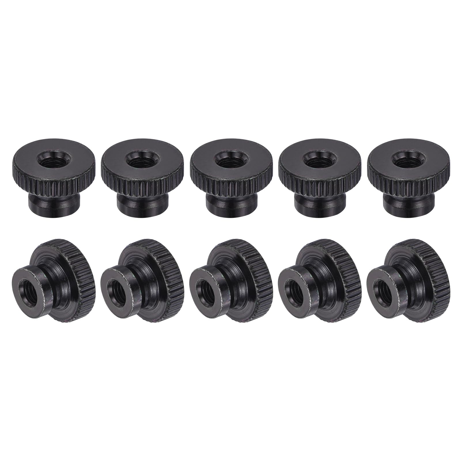 30Pcs M5 x 16 x 10mm Carbon Steel Knurled Thumb Nuts - Black Adjustable Round Knobs Fasteners for 3D Printer Parts, DIY Projects & Mechanical Equipment Assembly