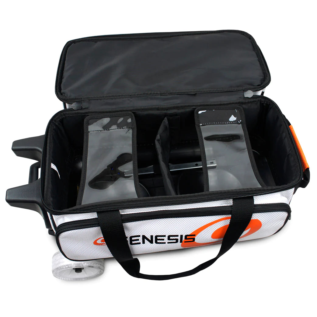 Genesis Sport 2 Ball Roller Bowling Bag - White | Durable & Lightweight Bowling Ball Carrier with Wheels | Perfect for League Play, Tournaments & Practice Sessions