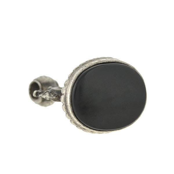 Vintage Art Deco Sterling Silver Fob with Black Onyx Seal - Antique Style Wax Seal Pendant for Letter Writing, Jewelry Making & Gift Giving