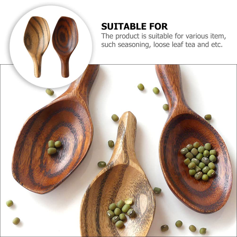 UPKOCH 2-Pack Natural Wooden Scoops for Loose Tea, Coffee Beans, Spices, Pet Food - Multi-Purpose Kitchen Utensil (9x4cm) - Perfect for Tea Brewing, Coffee Measuring & Pet Feeding