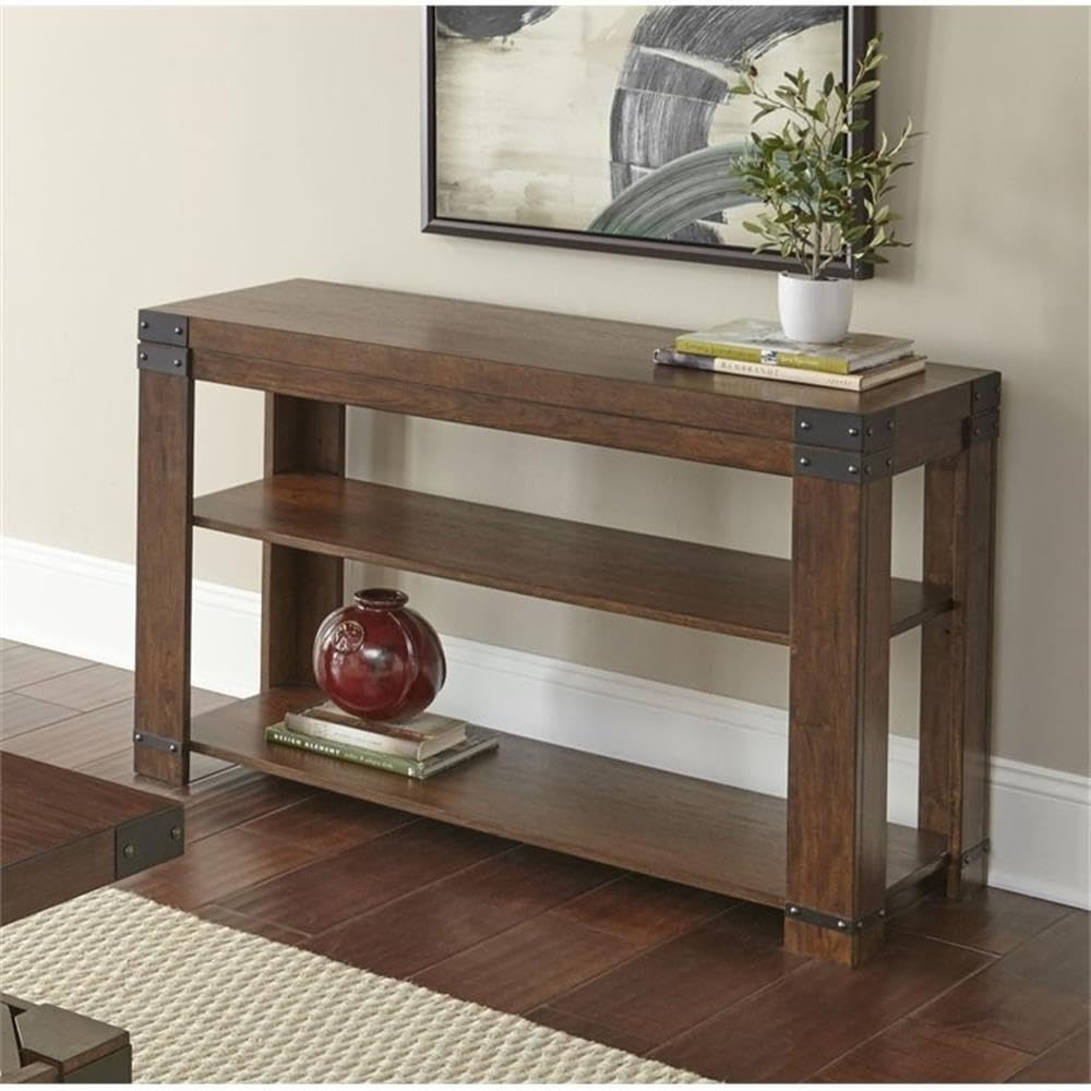 Pemberly Row Modern Console Table - Medium Cherry Finish - Entryway, Living Room & Hallway Furniture for Home Decor