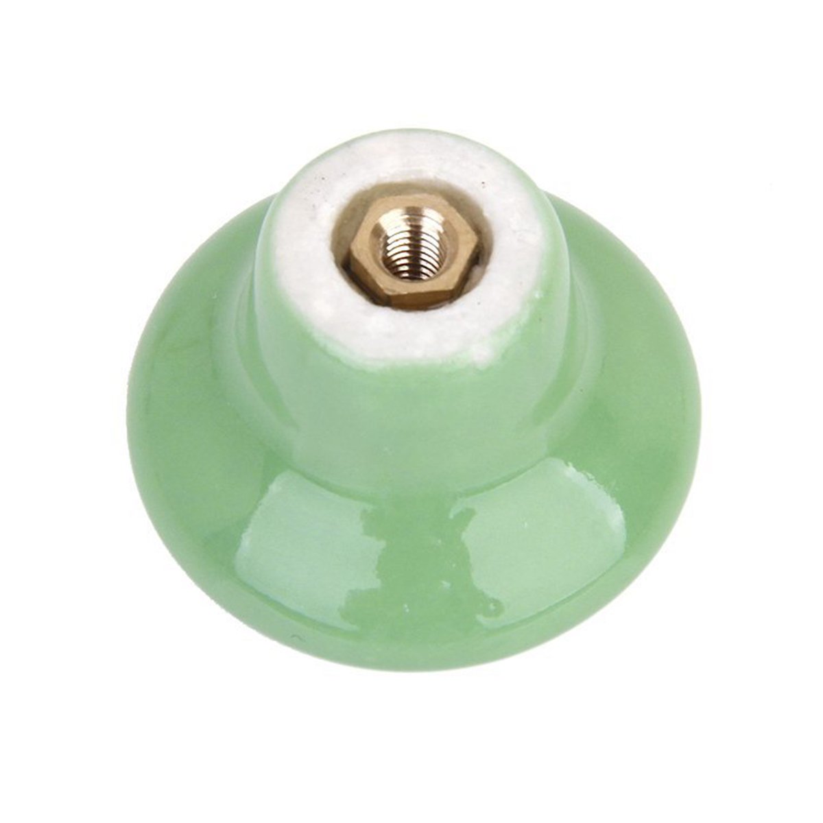 VORCOOL 5-Pack Green Ceramic Cabinet Knobs - Durable Round Drawer Pull Handles for Kitchen Cupboard & Furniture - Perfect for Home Renovation & DIY Projects