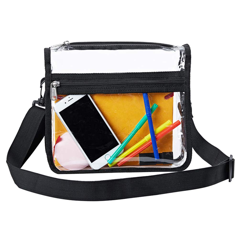 Edraco Clear Crossbody Purse Bag for Women & Men - Stadium Approved Transparent Shoulder Tote with Front Pocket & Adjustable Strap - Perfect for Concerts, Gym, Sports Events & Travel Security Checks