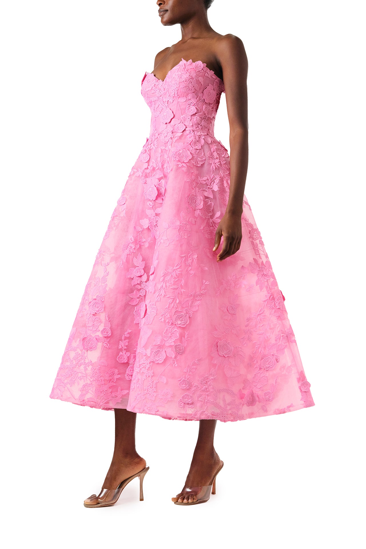 Elegant Strapless Lace Tea-Length Wedding Dress for Brides & Bridesmaids - Perfect for Garden Weddings, Outdoor Ceremonies & Formal Events
