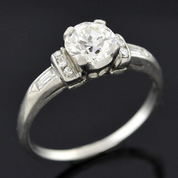 Vintage Art Deco Platinum Diamond Engagement Ring 0.51ctw - Elegant Wedding Band for Brides, Anniversary Gift & Special Occasions