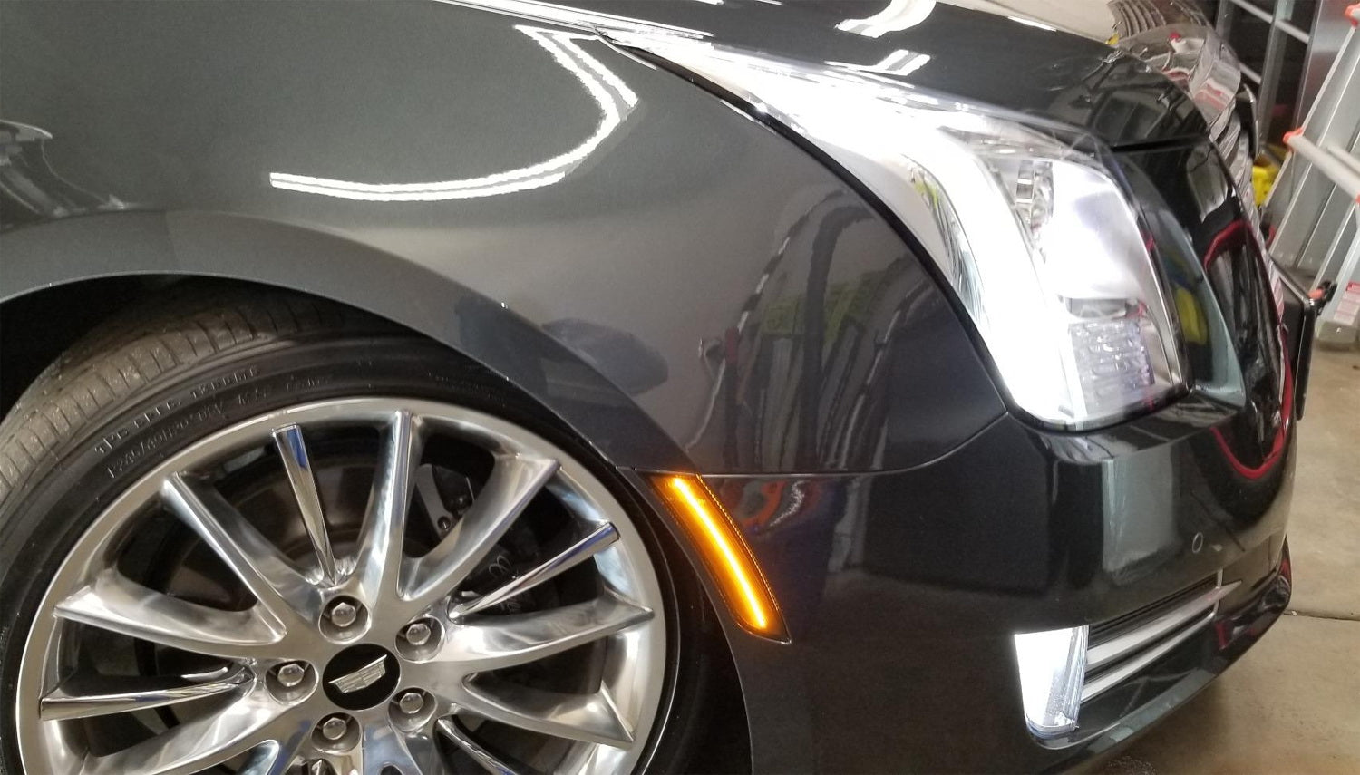 2013-2017 Cadillac XTS Clear Amber LED Bumper Side Marker Lights Kit - Durable Replacement for Enhanced Visibility & Style - Perfect for Night Driving & Car Customization