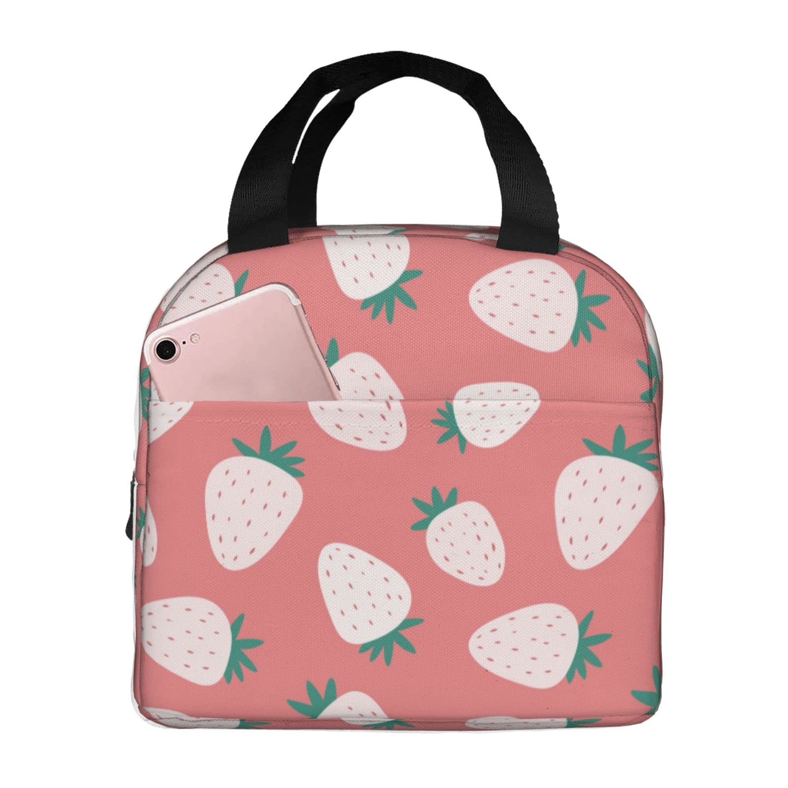 Strawberry Insulated Lunch Box - Cute Reusable Lunch Bag for School, Work, Travel & Picnic | Portable Meal Container for Boys & Girls | BPA-Free & Leak-Proof | Perfect for Office, Hiking & Daily Commute