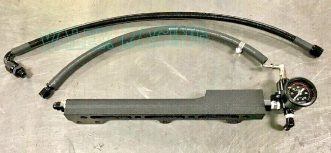 Skunk2 D Series Fuel Rail Wrinkle Black - SARD Regulator Compatible with Honda Civic SOHC D16 | High Performance Fuel System Upgrade for Racing & Street Use