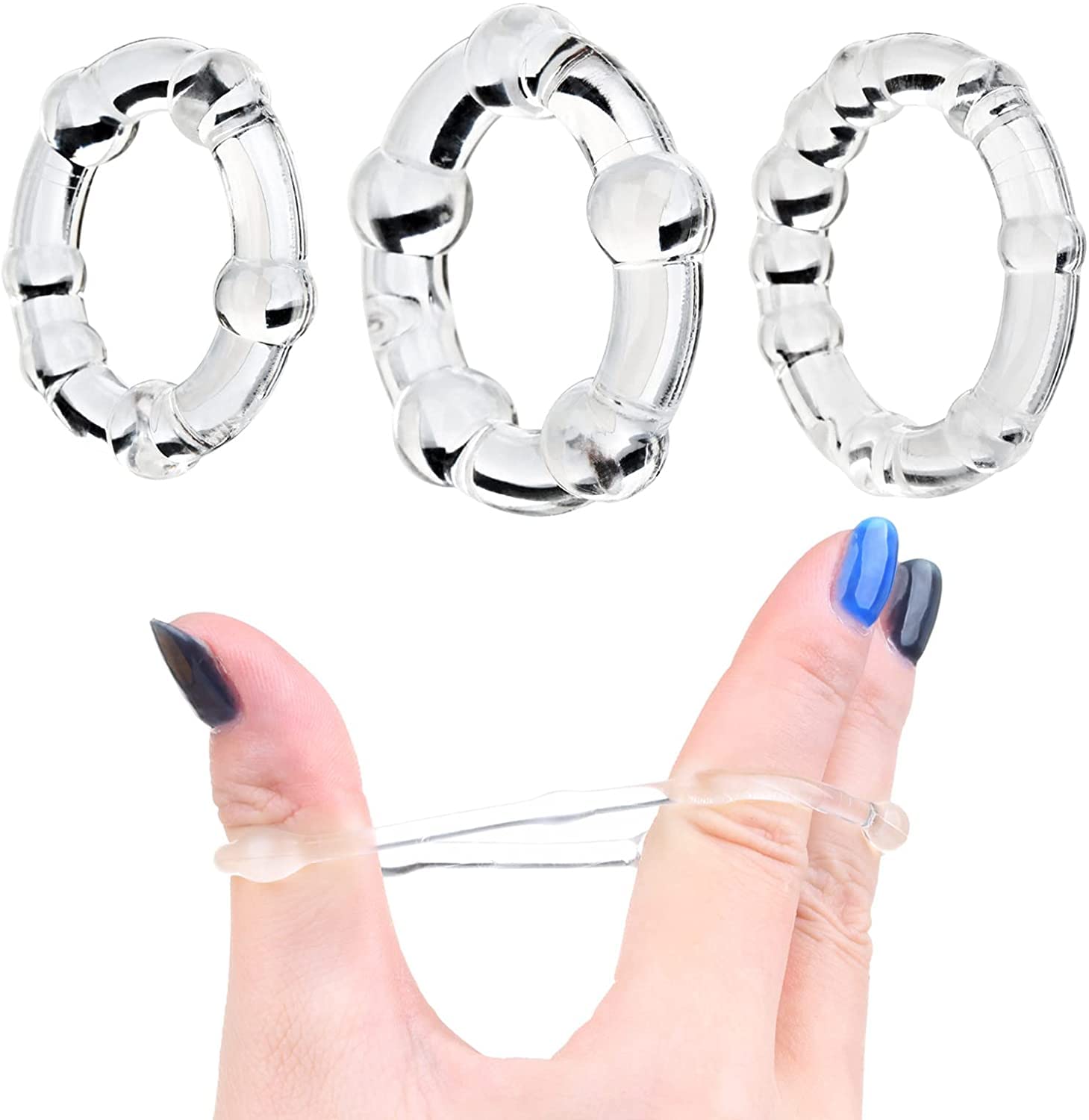 3Pcs Soft Silicone Penis Rings for Men - Stretchy Cock Ring Enhances Erection & Pleasure - Adult Sex Toys for Couples Play & Solo Use - Transparent Design for Discreet Storage - Perfect for Spicing Up Your Sex Life & Intimate Moments
