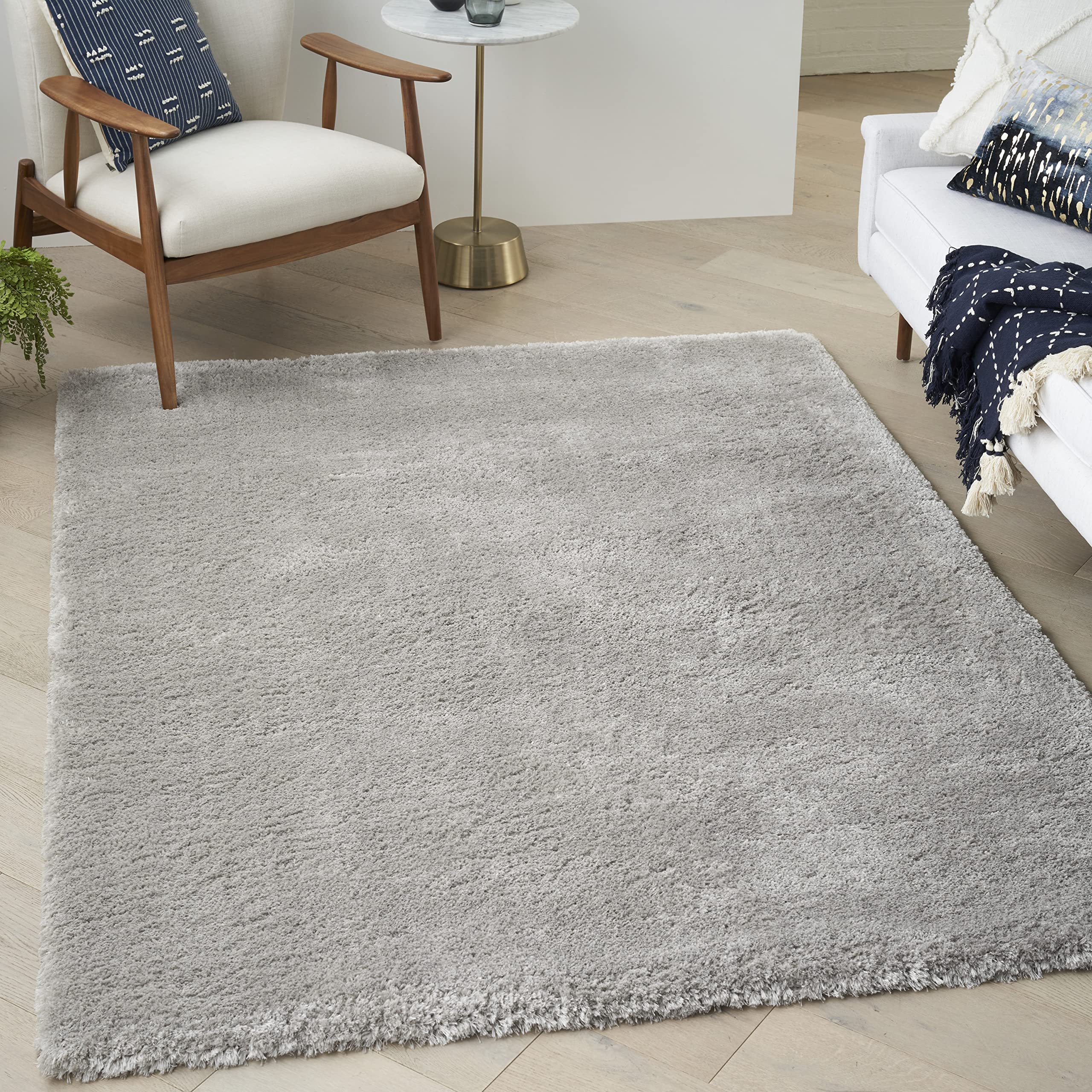 Nourison Luxurious Shag Silver 5'3