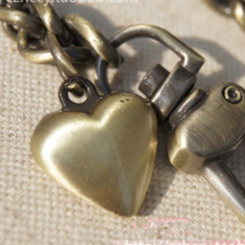 Peach Heart & Pearl 0.8cm Bronze Metal Chain Strap - 47