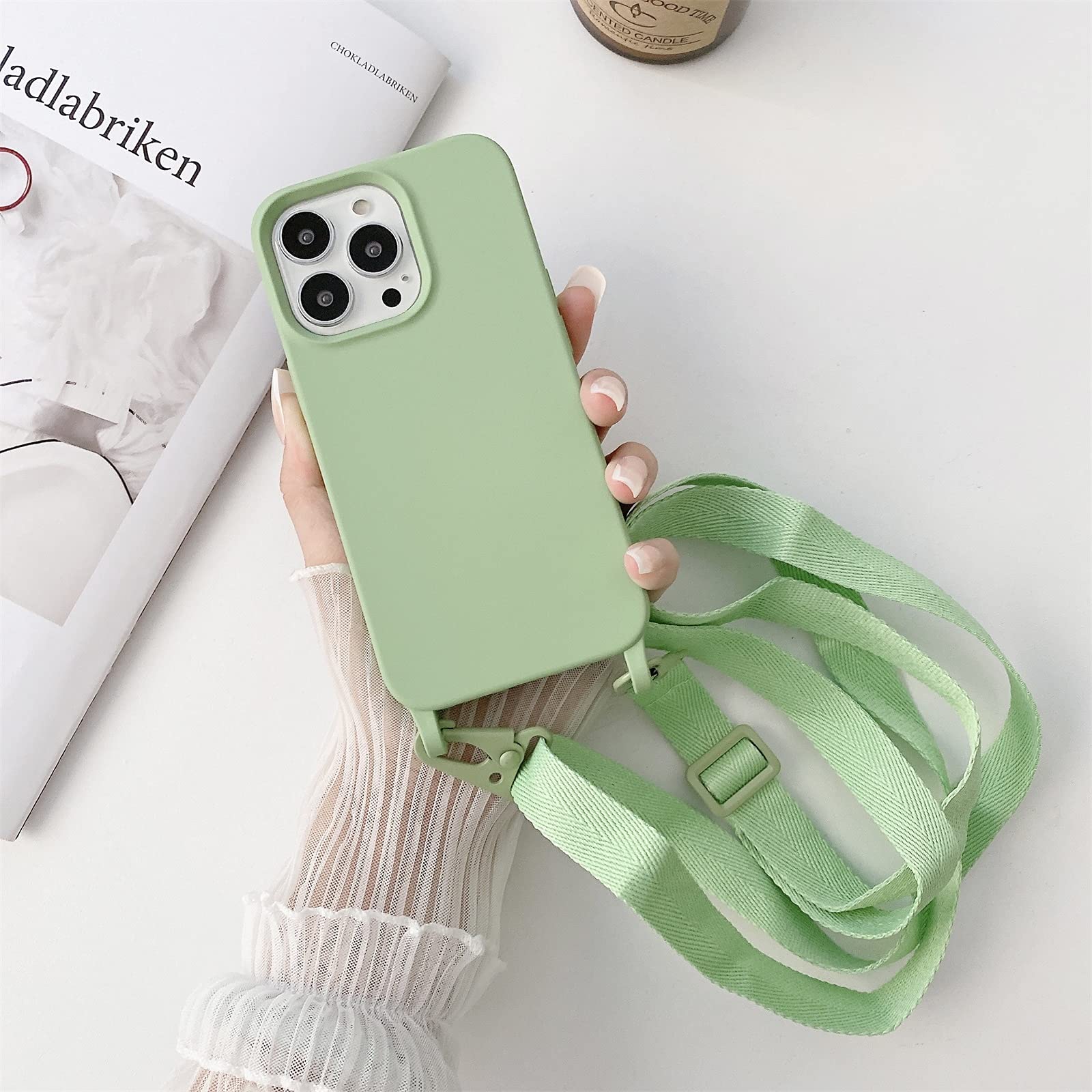 Premium Elastic Silicone Protective Case with Adjustable Wide Neck Lanyard for iPhone 13 Pro Max - Shockproof & Anti-Slip Design for Outdoor, Travel & Daily Use