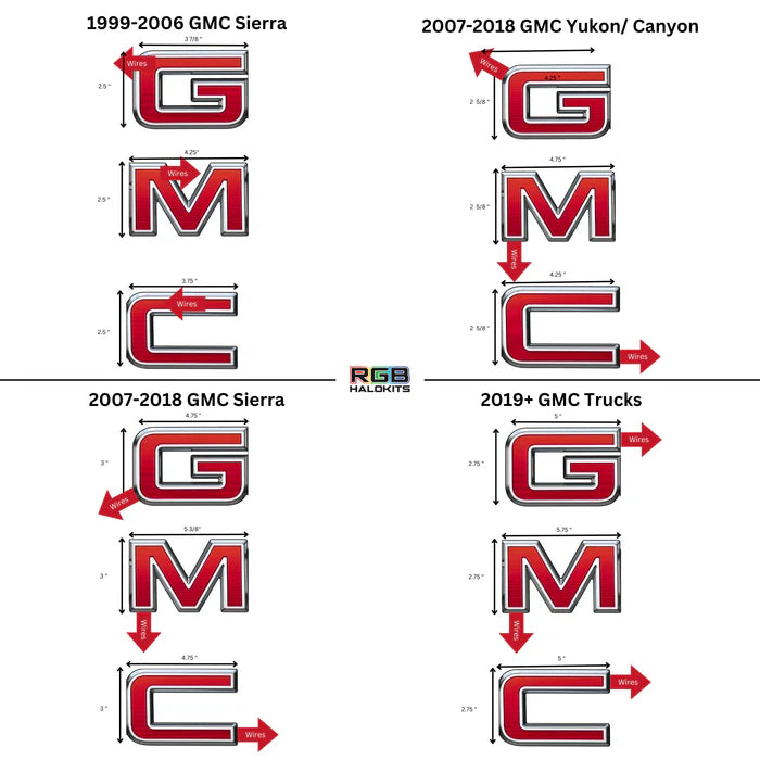 GMC LED Emblem - Multicolor Light Up Badge for Trucks & SUVs (1999-2024 Models) - Perfect for Night Driving & Custom Car Styling