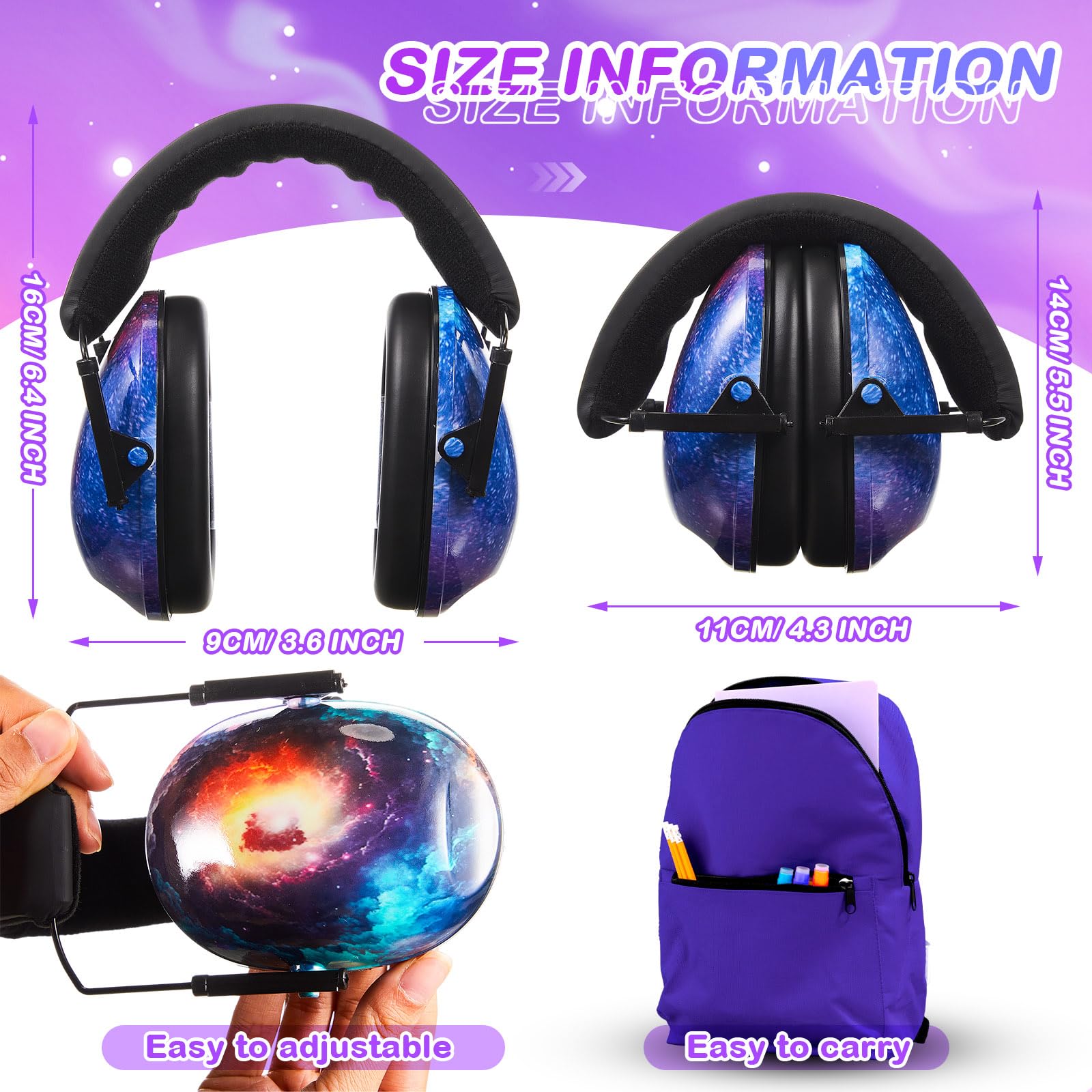 Amylove 12 Pcs Kids Noise Cancelling Headphones - 27dB Hearing Protection Earmuffs for Autism, Concerts & Sensory Needs (Classic Starry Sky) - Bulk Pack for School, Travel & Loud Events