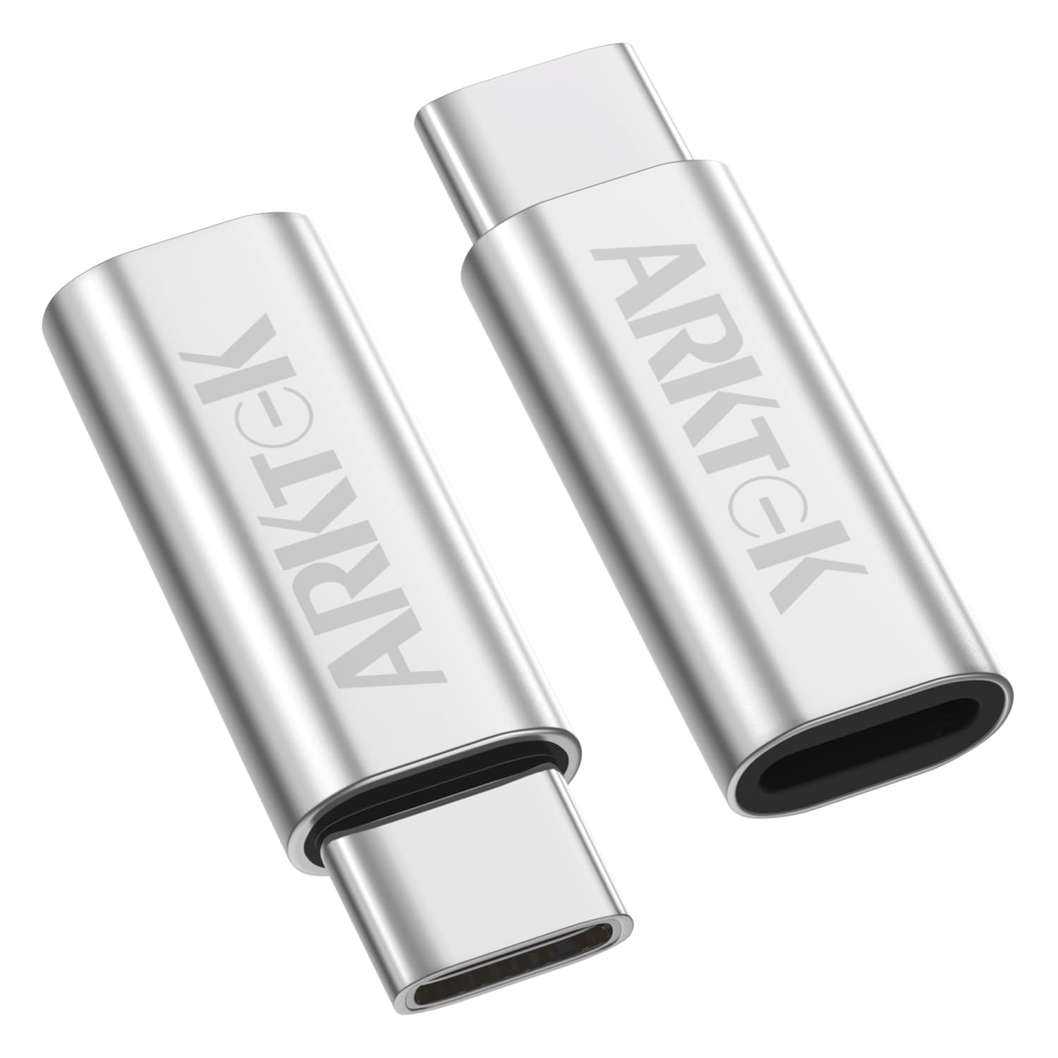 ARKTEK USB-C to Lightning Charging Adapter (2 Pack, Silver) - Compatible with iPhone 16/15 Series, Galaxy S24/Note 20, Pixel 8 - Fast Charging Converter for Phones & Tablets - Perfect for Travel, Home & Office Use