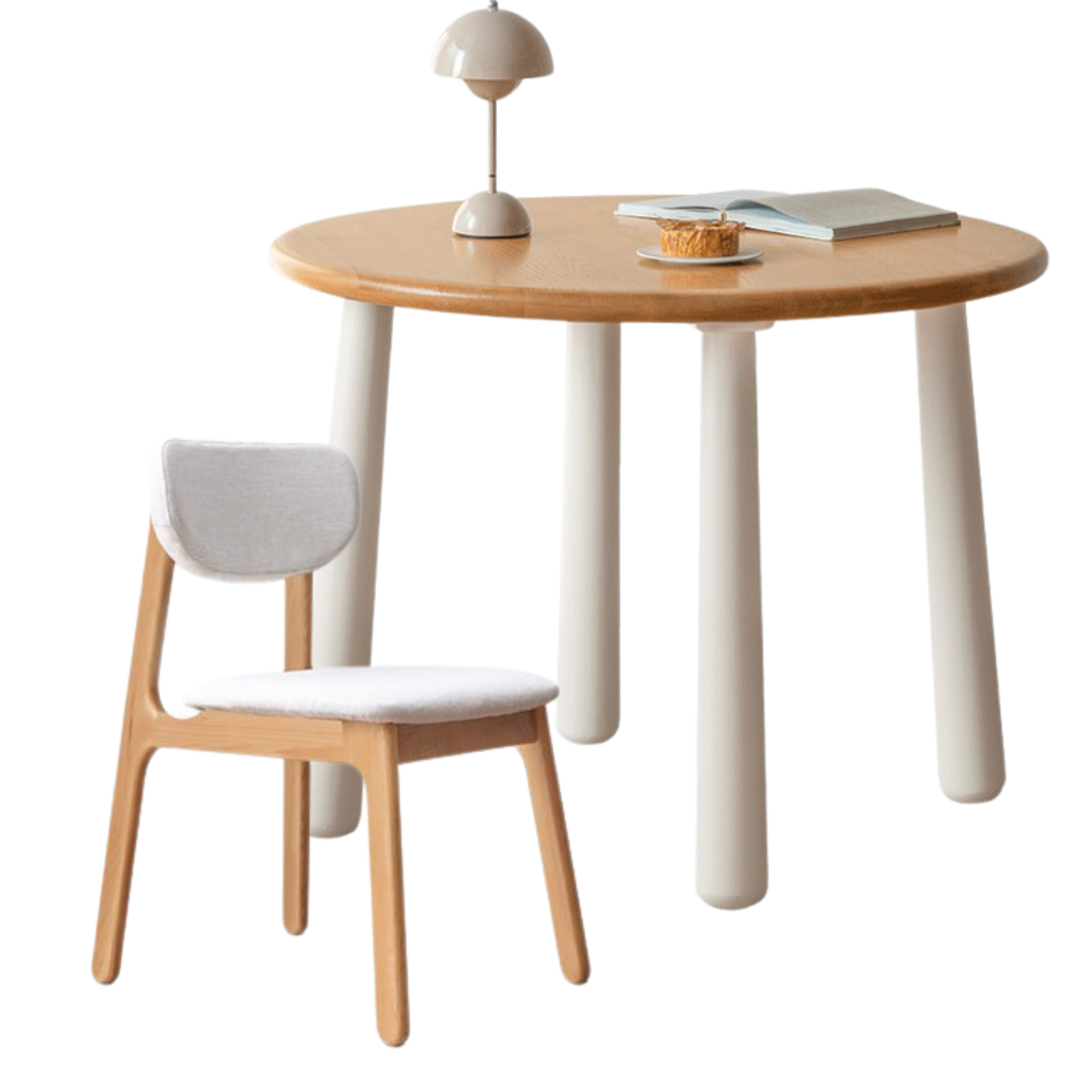 Oak Solid Wood Modern Round Dining Table - Elegant & Durable for Home, Office, and Conference Room Meetings