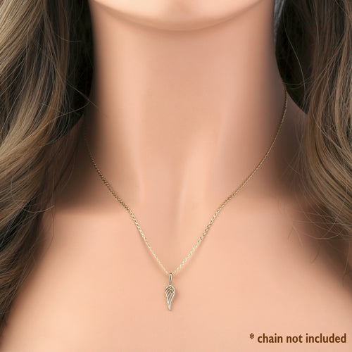 14K Yellow Gold Angel Wing Pendant Necklace - Dainty Religious Jewelry Gift for Women, Perfect for Baptism, Confirmation & Everyday Wear