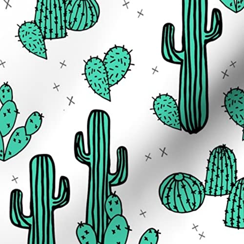 Cactus Cacti Summer Tropical Print Fabric - Soft Minky Material for Baby Blankets, Quilt Backing & Sewing Projects | Southwestern Plants Succulent Design on Fat Quarter | Perfect for Nursery Decor, DIY Crafts & Home Decor