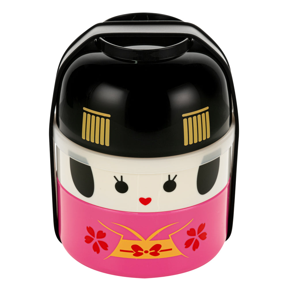 Bento Tek 22 oz Maiko Kokeshi Japanese Bento Lunch Box - 2 Tier Stackable Food Container (4.25