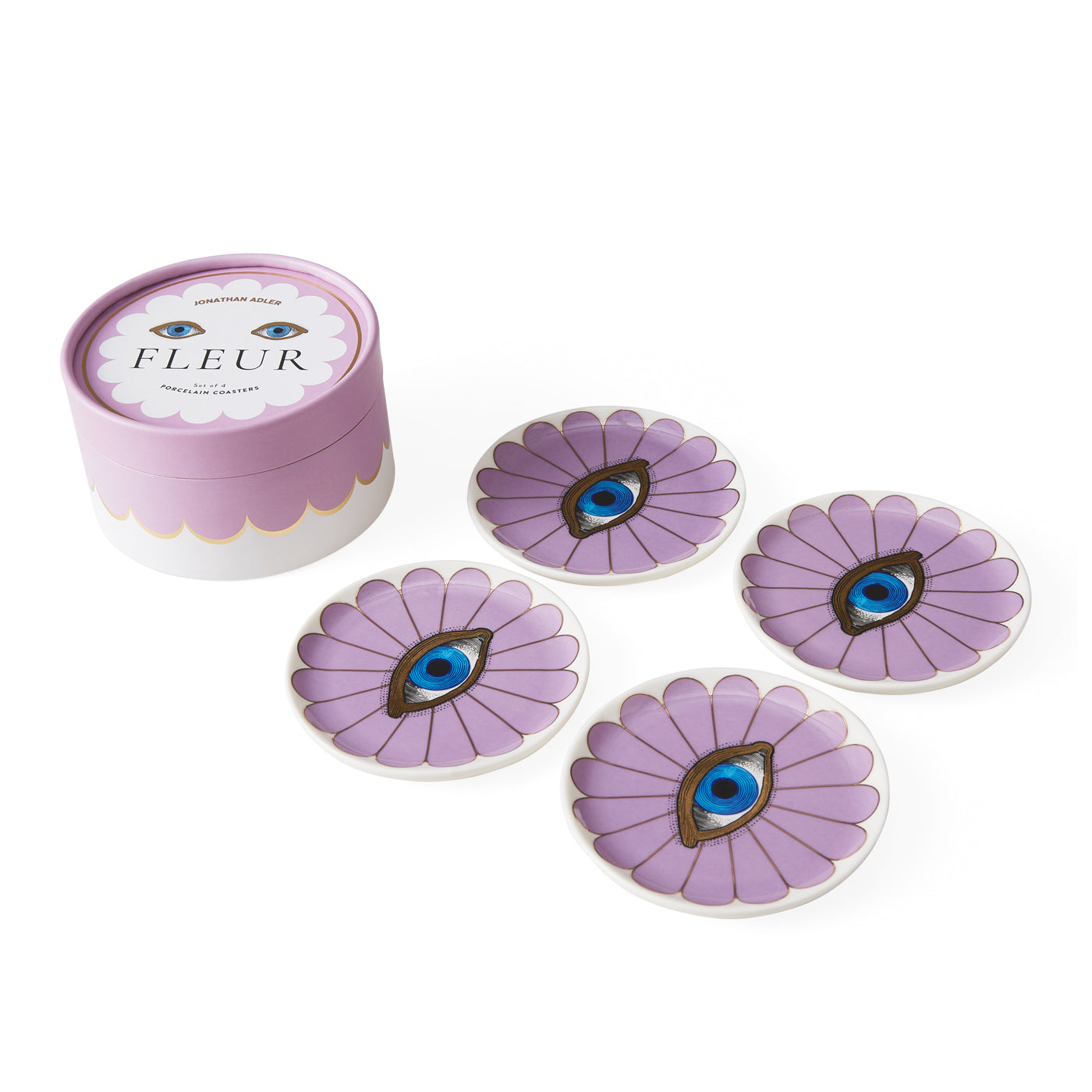 Fleur Coasters Set of 6 - Elegant Floral Design Absorbent Ceramic Drink Coasters for Coffee Table, Dining Table, and Home Decor - Perfect for Parties, Weddings, and Everyday Use