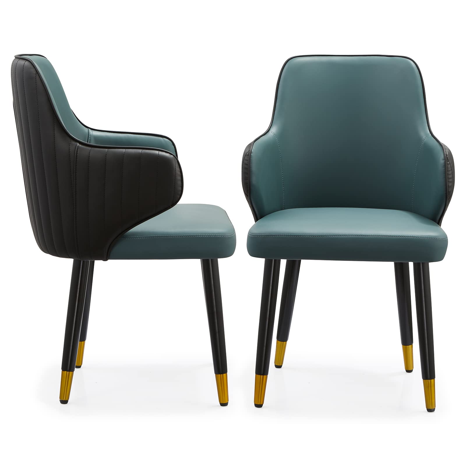HUAYICUN Set of 2 Modern Upholstered Dining Chairs - Microfiber Leather Accent Chairs with Solid Wood Legs for Kitchen, Living Room, Bedroom (Green) | Perfect for Small Spaces, Dining Sets & Home Decor