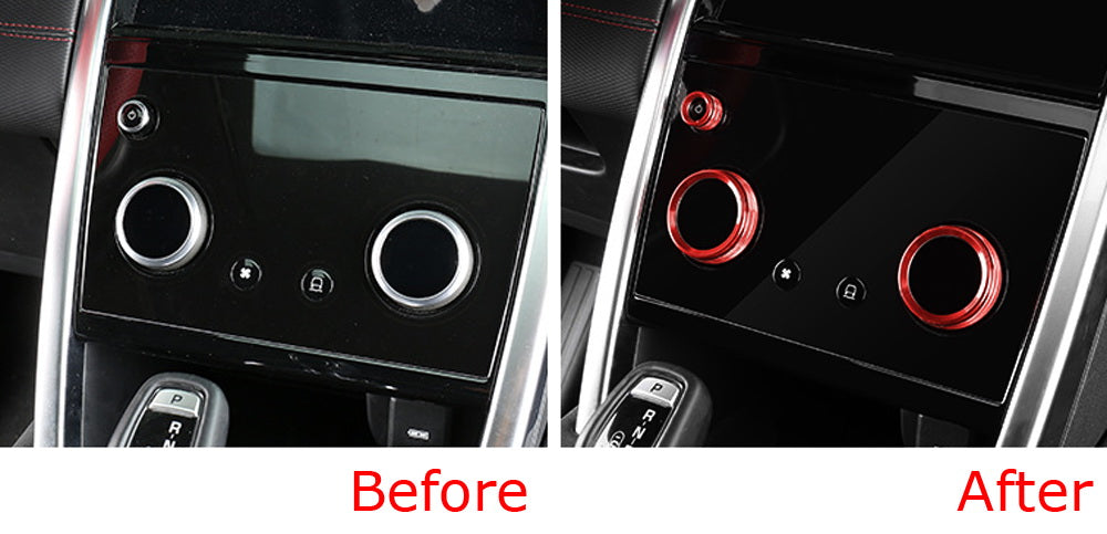 4-Piece Red Aluminum AC/Audio/Side Mirror Knob Ring Covers for 2020+ Land Rover Discovery Gen3 - Interior Accessories for Car Customization & Protection