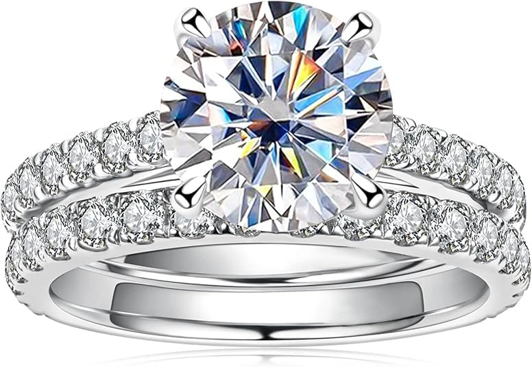 Moissanite Wedding Ring Set for Women - 925 Sterling Silver Engagement & Bridal Rings - Perfect for Proposals, Anniversaries, and Special Occasions