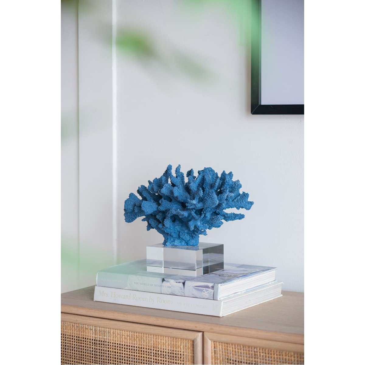 Blue Coral Sculpture with Glass Base - 10