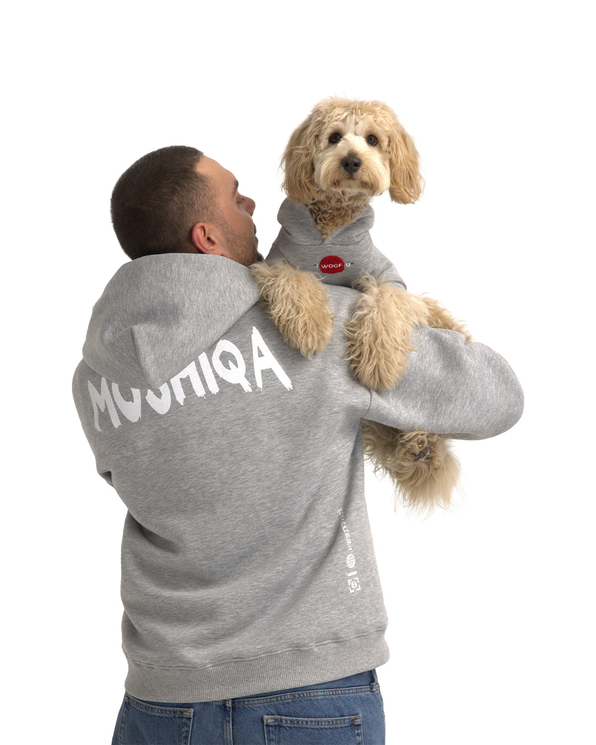 I Woof U Grey Human Jacket - Cute Dog Lover Hoodie for Men & Women - Perfect for Dog Walks, Pet Lovers & Casual Outfits