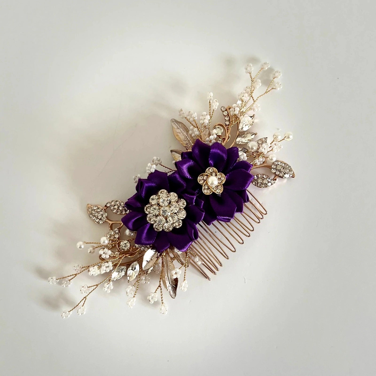 Elegant Floral Bridal Hair Comb - Wedding Hair Accessory with Flowers in All Colors (TT325) | Perfect for Brides, Bridesmaids & Special Occasions