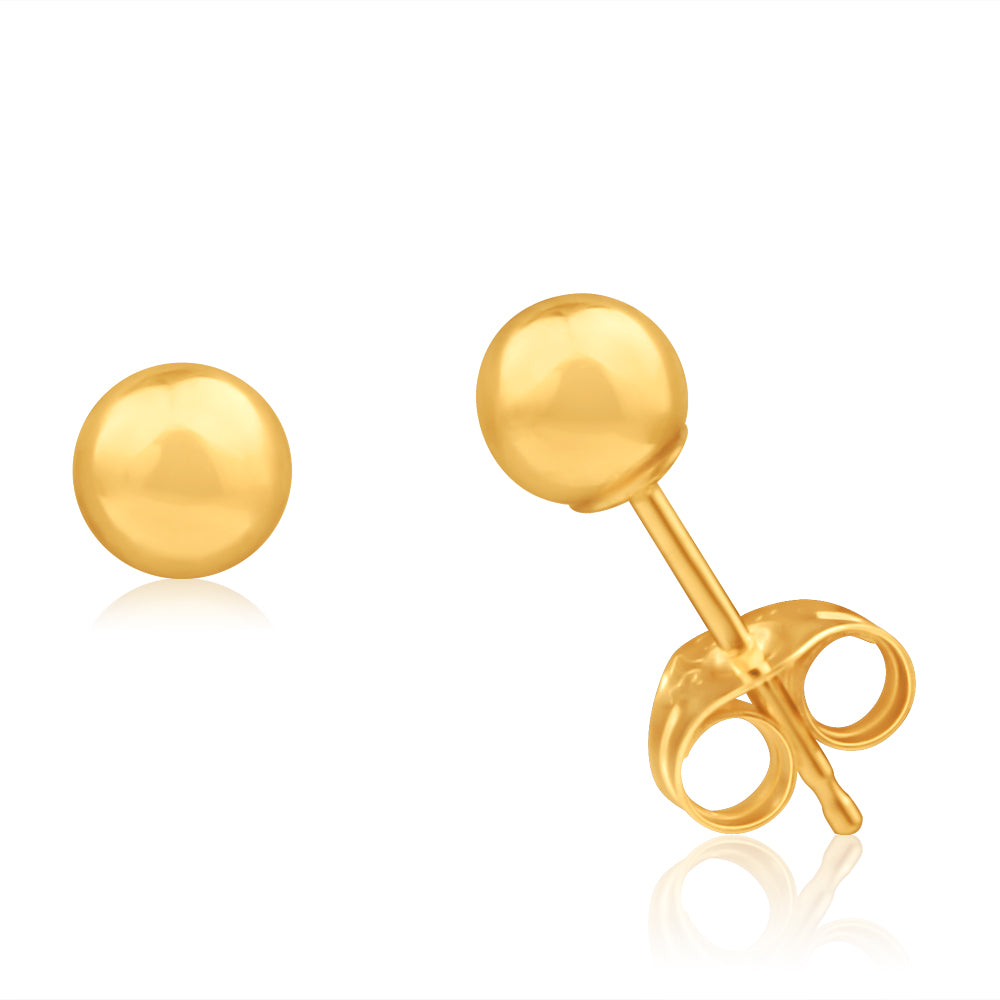 9ct Yellow Gold 4mm Ball Stud Earrings for Women - Classic Simple Jewelry for Everyday Wear, Gift Giving & Special Occasions