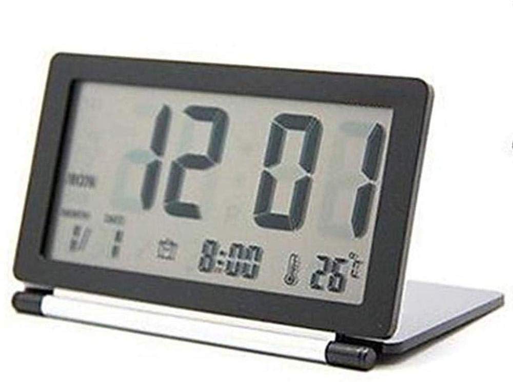 Digital Alarm Clock with LCD Display, Temperature & Calendar - Mute Folding Desk Clock for Home, Office & Travel | Perfect for Bedrooms, Nightstands & Business Trips