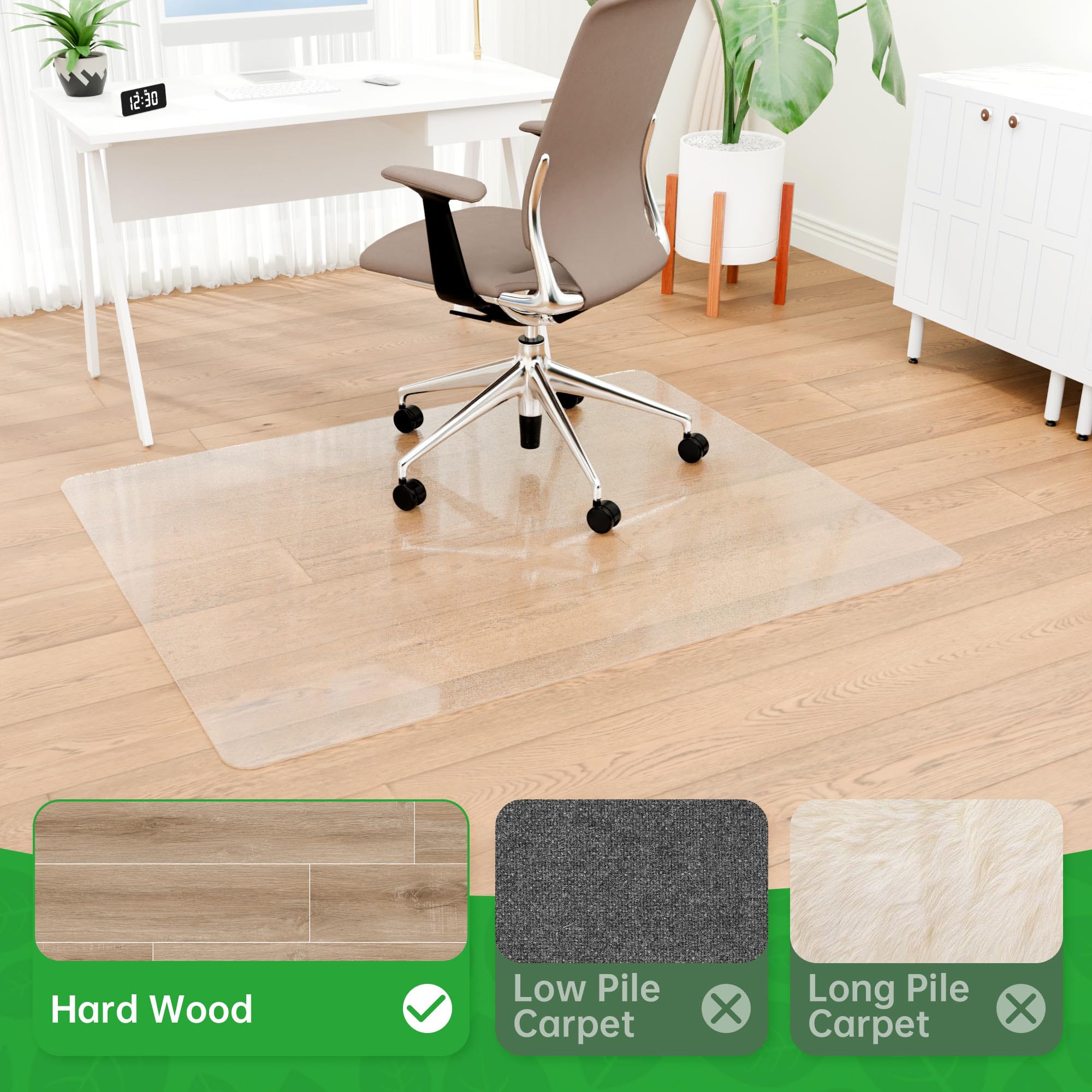 Premium Clear Office Chair Mat for Hardwood Floors - 46